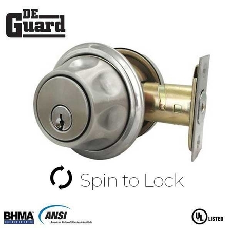 DEGUARD Spin To Lock Deadbolt - Silver - KW1 Keyway DDB05-SS-KW1